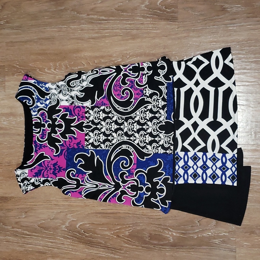 (10) Joseph Ribkoff Abstract Pasiley Colorful Patterned Assymetrical